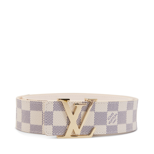 Belt Initiales Damier Azur Blue/White in Canvas with Brass
