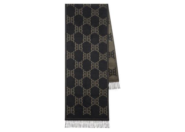 The Hacker Project Allover Logo Macro Scarf Charcoal Grey in Cashmere Wool