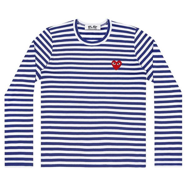 Comme Des Garçons PLAY Striped Heart Long-Sleeve T-Shirt 'Navy/White'