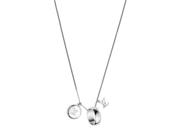 Monogram Charms Necklace Silver in Zamac/Palladium Finish with Palladium-tone