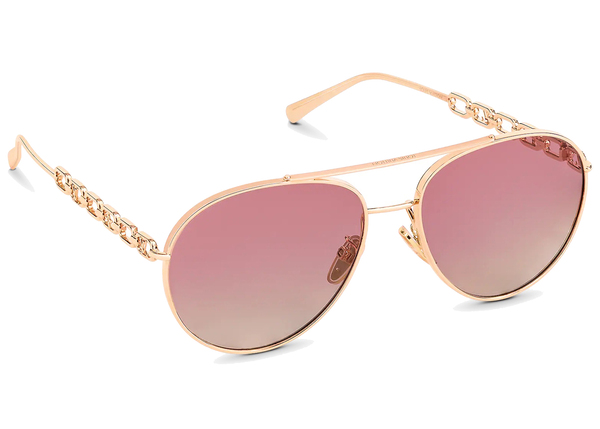 My Chain Pilot Sunglasses Pink Gold in Gold Metal