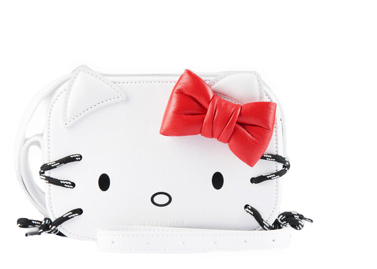 Hello Kitty Camera Bag XS White in Calfskin with Silver-tone