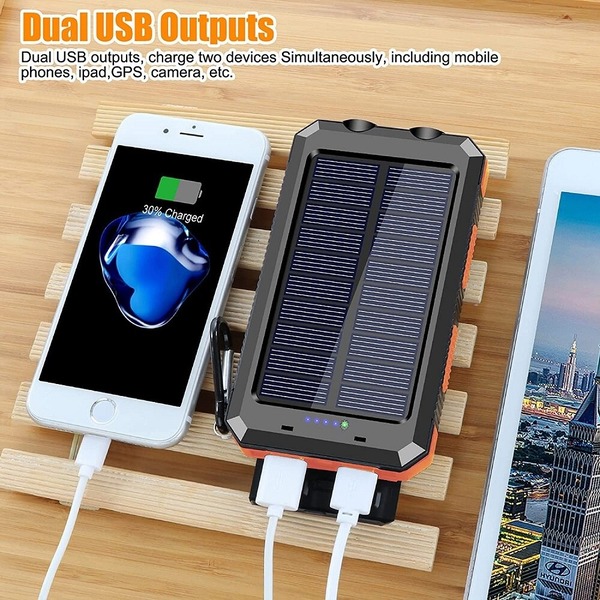80000mAh Solar Power Bank USB Portable Charger Waterproof External Phone Battery