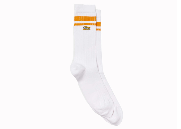 Riped Ribbed Long Socks White/Yellow