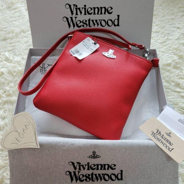 Vivienne Westwood VEGAN JOHANNA NEW SQUARE Women's Crossbody Shoulder Bag Red