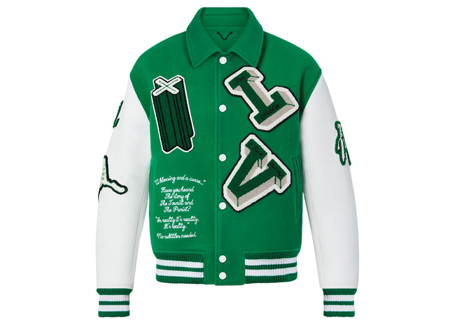 Varsity Leather Jacket Green