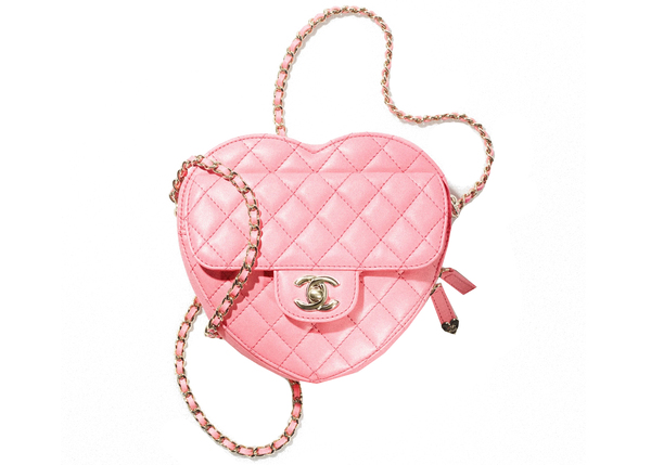 Heart Bag 22S Coral Pink Lambskin in Lambskin Leather with Gold-tone
