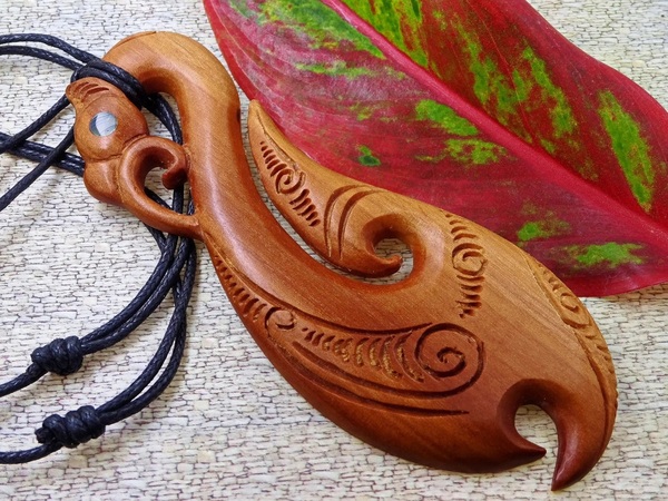 Large Maori Manaia Fish Hook 5" Pendant Necklace