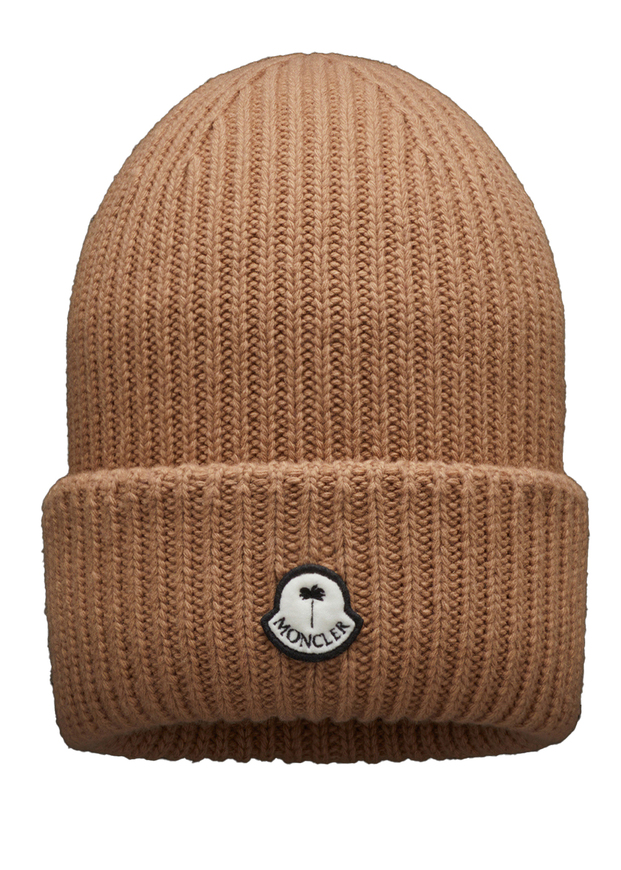 Patched Ribbed Beanie Camel