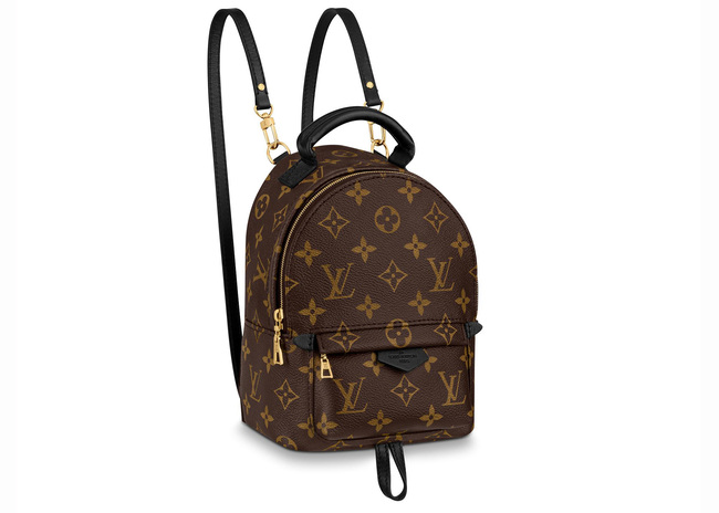 Palm Springs Monogram (Updated Zipper) Mini Brown in Coated Canvas/Calfskin with Gold-tone