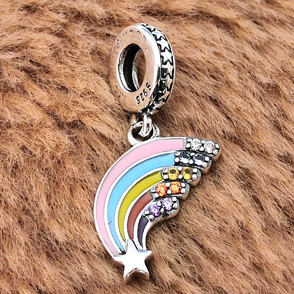 925  Authenti Colourful Rainbow Dangle Charm Fit European Bracelet