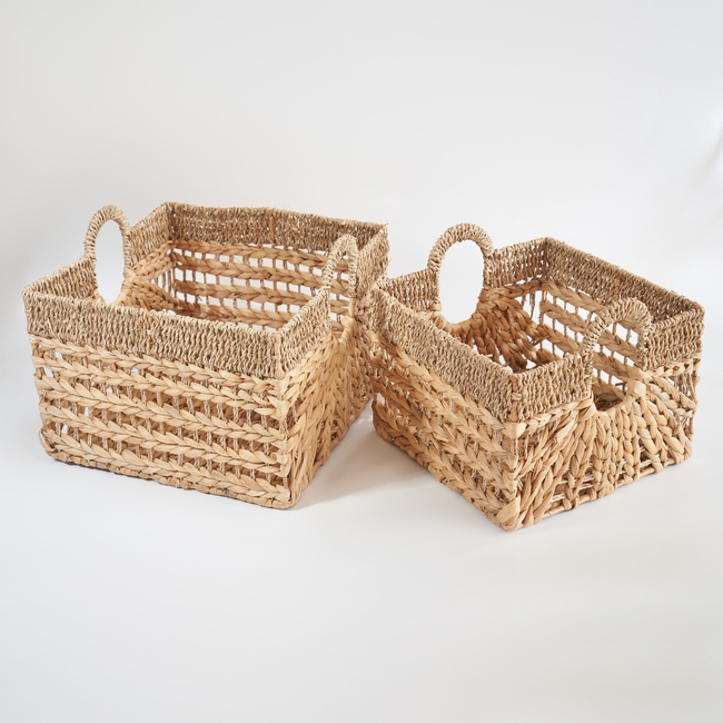 Rectangular Seagrass Water Hyacinth Handwoven Basket Set of 2 Wholesales Made in Vietnam HP - B047