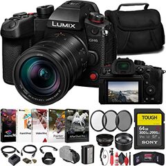 Panasonic Lumix GH6 Mirrorless Camera with 12-60mm f/2.8-4 Lens (DC-GH6LK) +  64GB Tough SD Card + Filter Kit + Wide Angle Lens + Telephoto Lens + Lens Hood + Card Reader + More (Renewed)