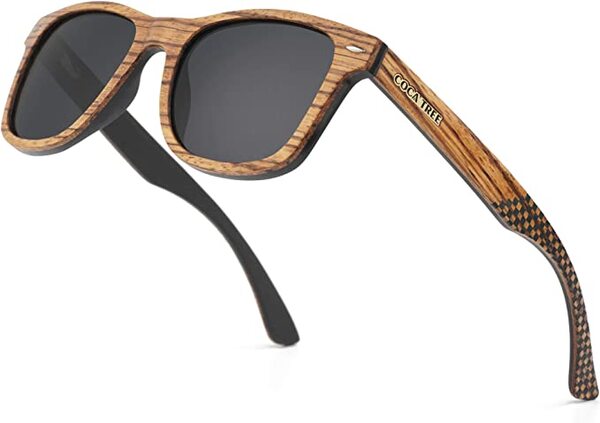 HD Mirrored Polarized Wood Sunglasses for Men and Women Sports UV400 Protection Driving Classic Retro COCA TREE
