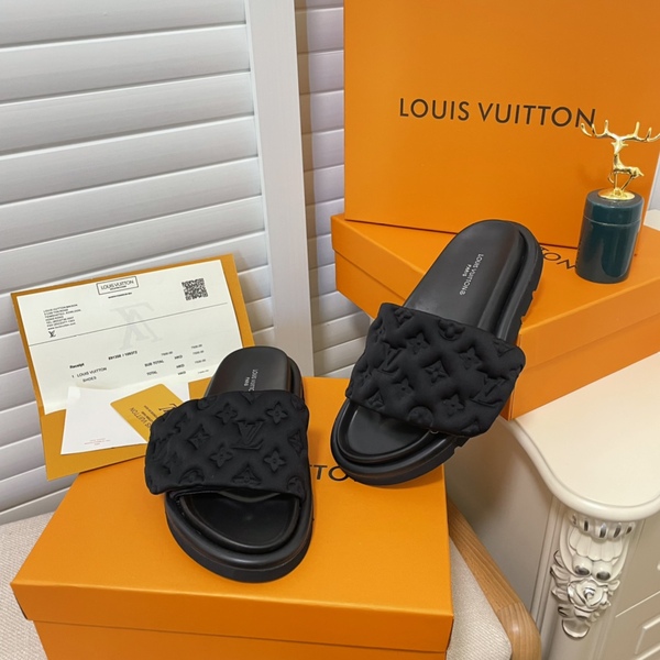 LV Fashion Couple Print Velcro Slippers