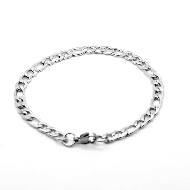 Wholesale 316L Stainless Steel Silver Curb Figaro Chain Bracelet Men's & Women's 8-9inch