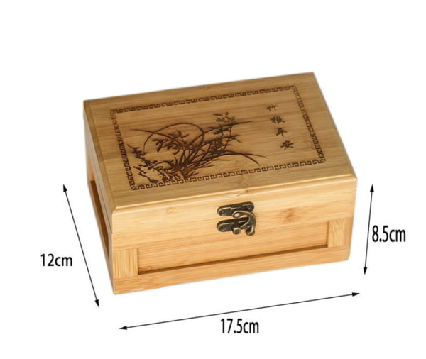 Bamboo jewelry box, engraved printed antique ornaments