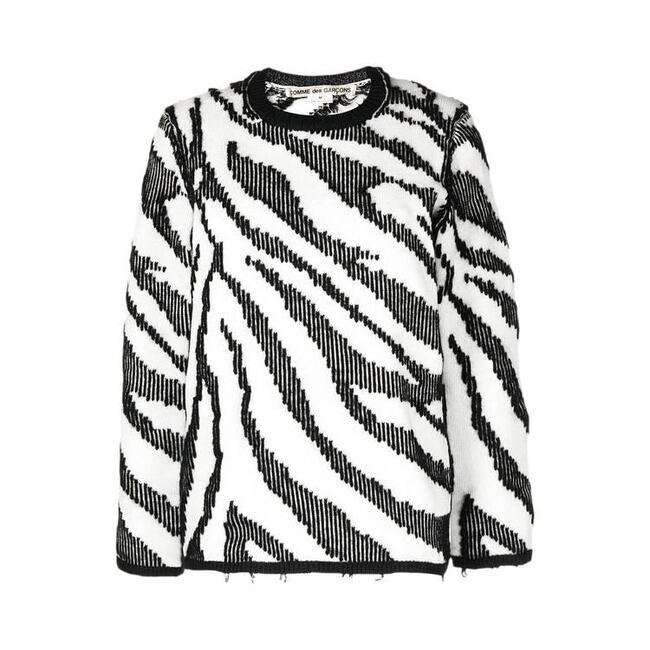 Intarsia Knit Zebra Pattern Sweater 'Zebra'