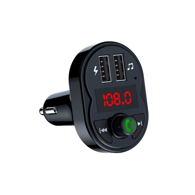 Tech ICS Bluetooth FM Transmitter, Car Radio Audio Adapter MP3 Player with Dual USB Ports
