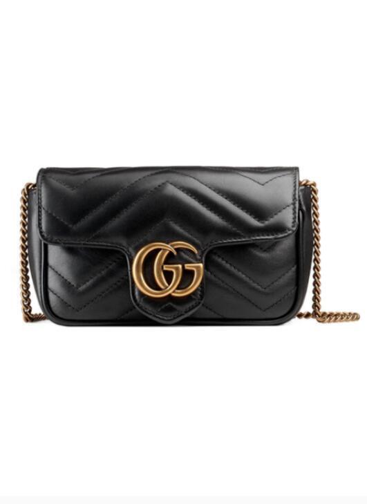Black New GG Marmont Matelasse Leather Super Mini Bag
