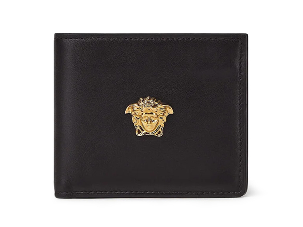 La Medusa Bifold (6 Card Slot) Wallet Black in Leather with Gold-tone