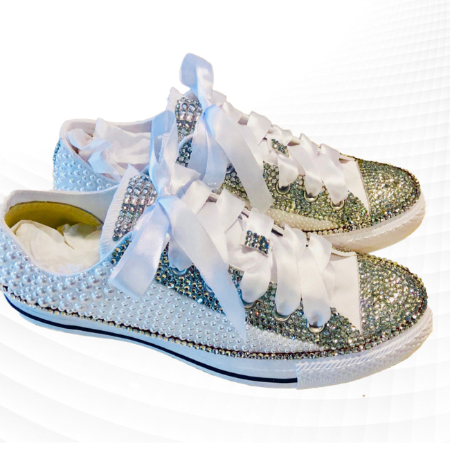 Canvas shoes white low-top comfortable casual shoes shoes rhinestone  sequins unisex casual shoes 35-46