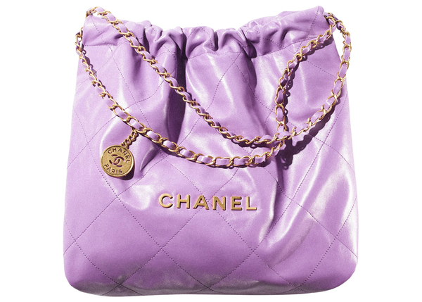 22 Handbag 22S Calfskin Purple in Calfskin Leather with Gold-tone