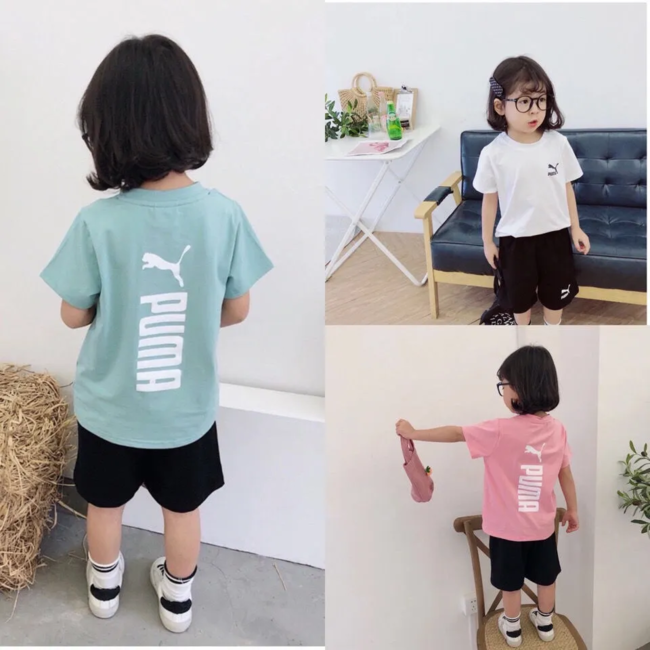 2022#PUMA summer kid's T-shirt short sleeve boys and girls Set Baby Set