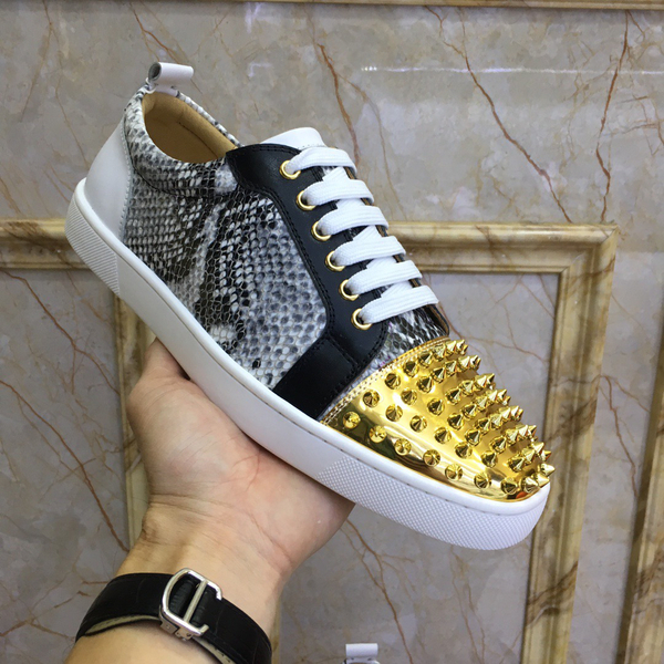 Custom Edition! Classic Real Leather Spikes Men's Flat Sneakers