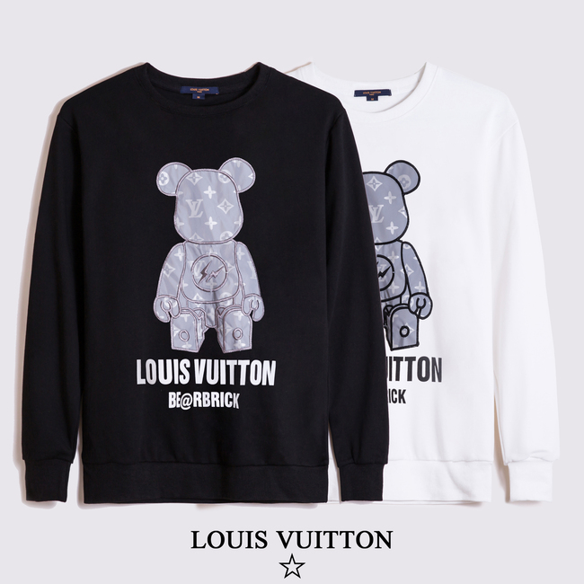 LV new round collar joint LV × tengyuanhao × violent bear three party joint custom new laser reflective tape binding embroidery process sweater, lovers' sweater 1-4