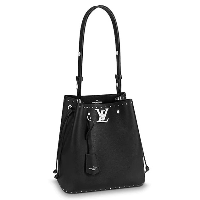 Lousi Vuitton Lockme Bucket Bag in Studs Soft Calfskin M43878 Noir