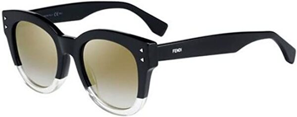 0239/S 071C/FQ Black Yellow/Grey Gold Mirrored Round Women's Sunglasses