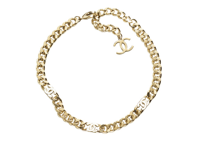 Metal Choker Necklace Gold/White in Gold Metal