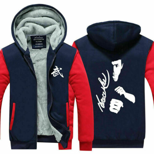 Bruce Lee Kong Fu  Hoodie Winter warm COAT Thick Fleece Jacket Zipper Sweatshirt