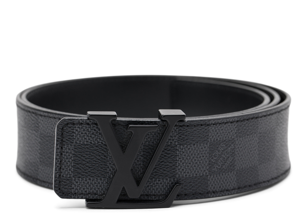 Belt Initiales Damier Graphite Black/Grey in Canvas/Leather with Black
