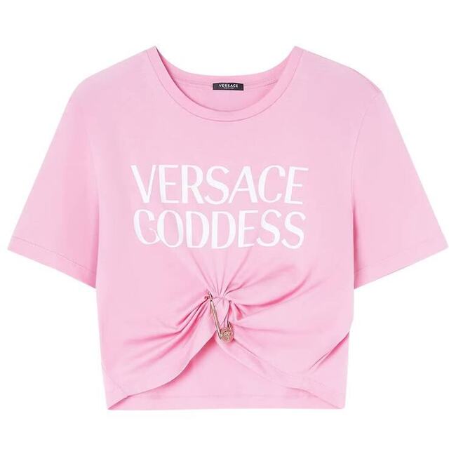Goddess Cropped Twisted T-Shirt 'Pink Paradise'