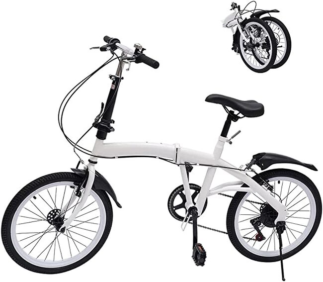 RibasuBB ‎20" Folding Bike, Bicycles Folding Bike for Adult 7 Speed Shifter, Camping Bicycle Light Weight Carbon Steel Height Adjustable Folding Bike for Men Women 198.41lbs Capacity