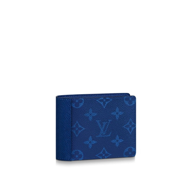 Multiple Wallet Monogram Pacific Taiga Blue in Taiga Leather/Coated Canvas with Silver-tone