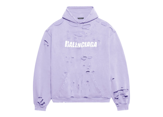 Caps Destroyed Oversize Fit Hoodie Light Purple/White